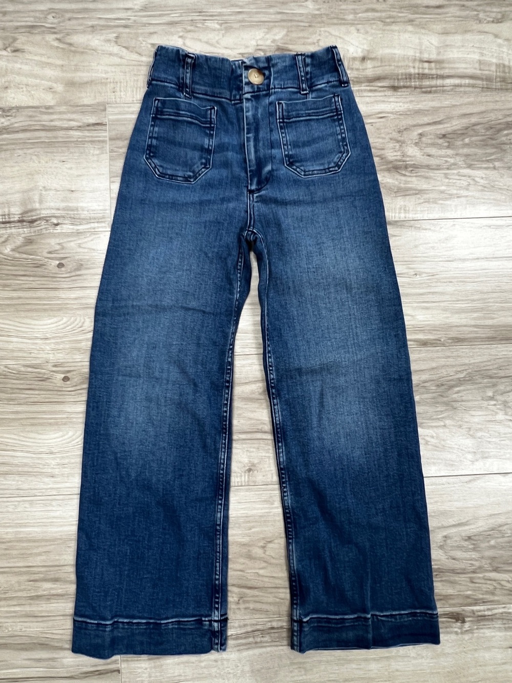 Anthropologie Maeve Colette High-Rise Wide-Leg Cropped Jeans Blue Size 24